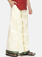 Sethukrishna Cream-Coloured Solid Readymade Dhoti For Men | Grocsy