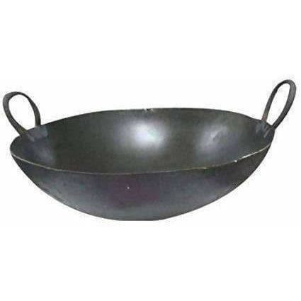 Iron Kadhai with Handle (Black, Medium) | Grocsy