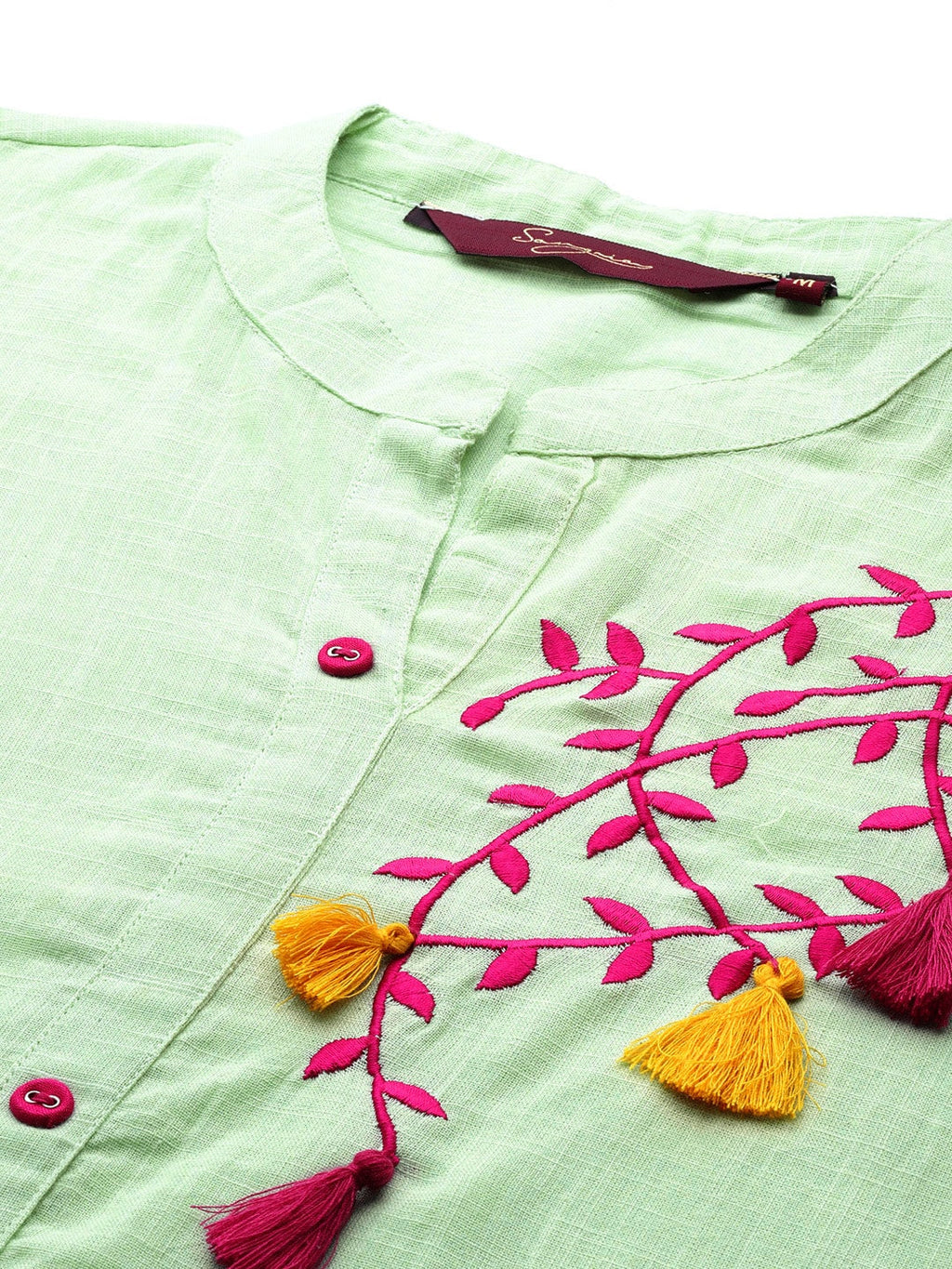 Sangria Women Floral Embroidered Pure Cotton Kurta | Grocsy
