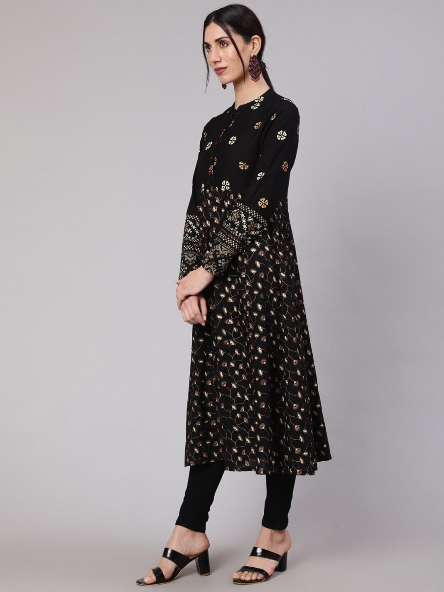 Aks Floral Printed Anarkali Kurta | Grocsy