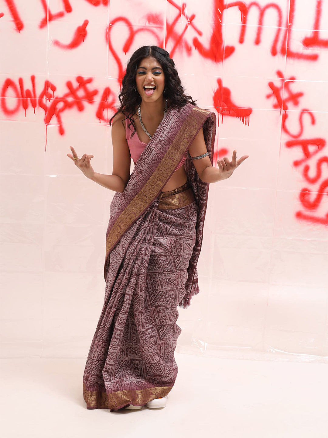 Tikhi Imli Zari Cotton Ready to Wear Saree | Grocsy