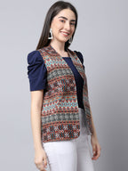 Even Apparels Brown 100% Viscose Rayon Open Front Gillet | Grocsy