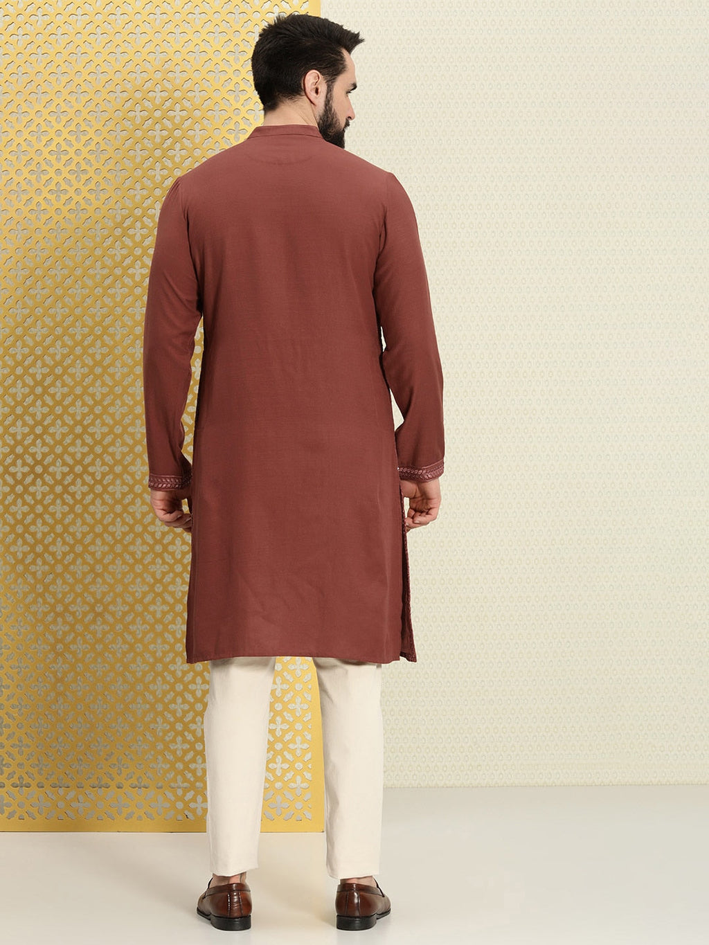 House of Pataudi Men Floral Embroidered Sequined Floral Jashn Kurta | Grocsy