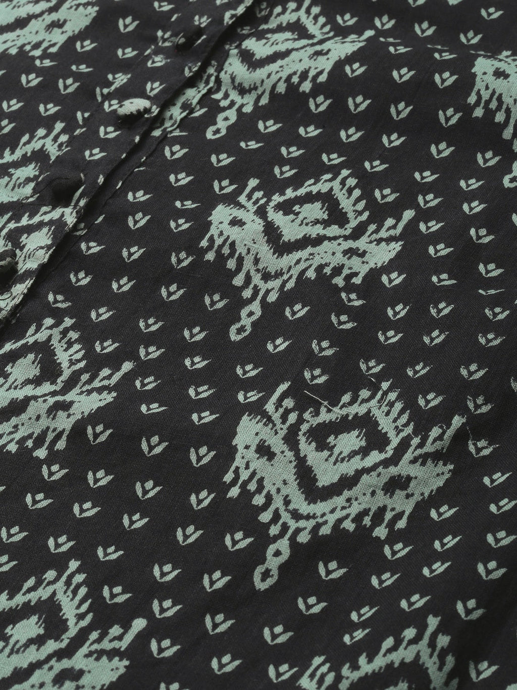 HERE&NOW Women Black & Green Printed Pure Cotton Kurta with Trousers | Grocsy