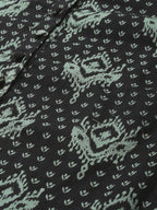 HERE&NOW Women Black & Green Printed Pure Cotton Kurta with Trousers | Grocsy