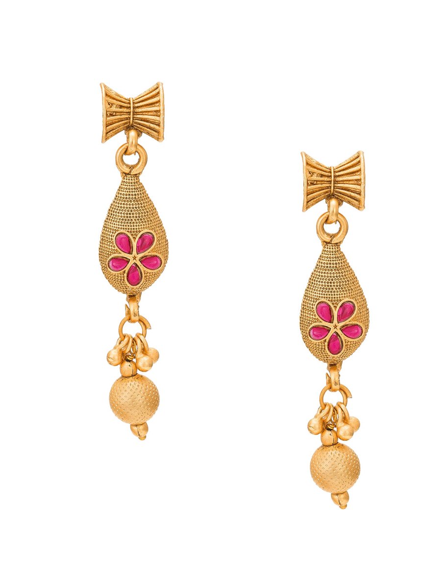 Aadita Gold-Polished Temple Choker Ruby Jewellery Set | Grocsy