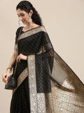 Saree Mall Black Woven Design Zari Silk Blend Banarasi Saree | Grocsy