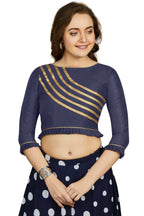 Aastha Fashion Women's Navy Blue Art Silk Designer Party Wear Readymade Blouse | Grocsy
