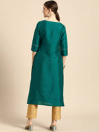 Janasya Women Green Regular Kurta with Trousers | Grocsy