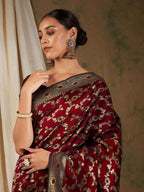 Sangria Woven Design Zari Kanjeevaram Saree | Grocsy