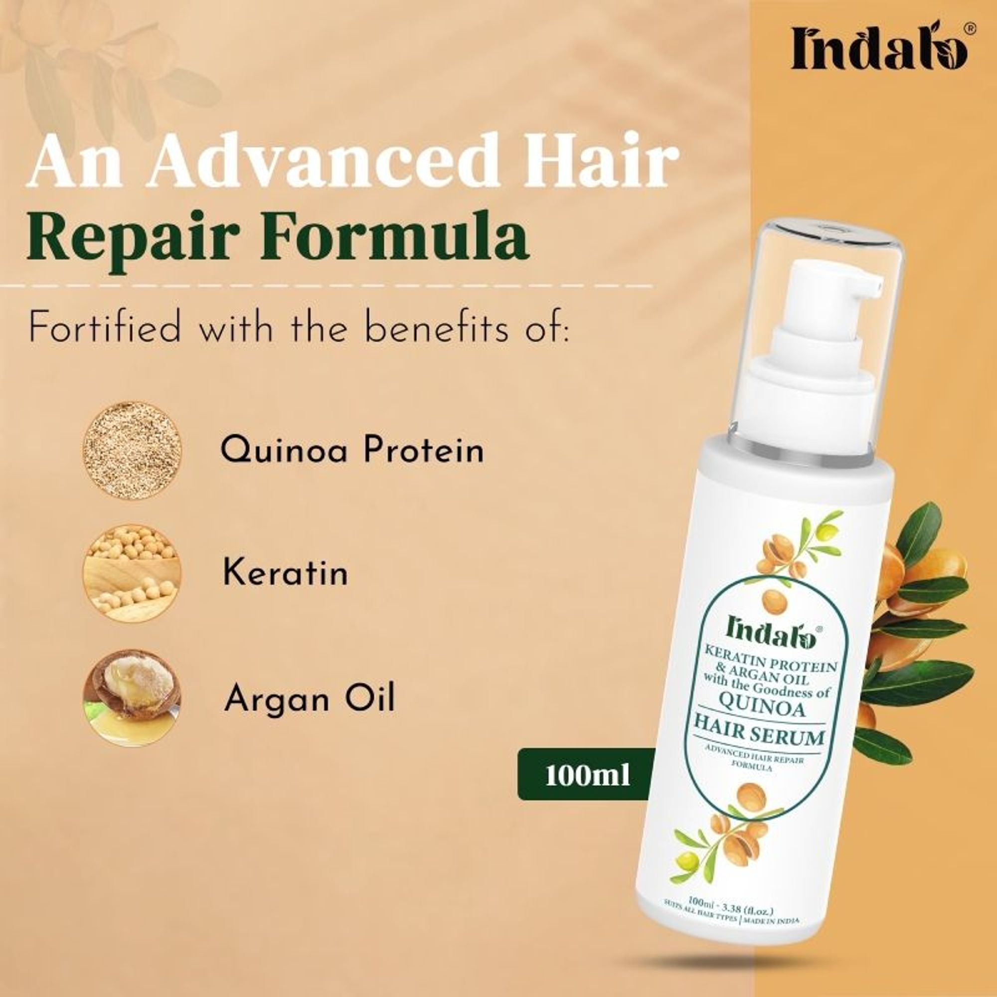 Indalo Keratin Quinoa Protein Hair Serum | Grocsy