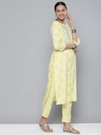 HERE&NOW Women Embroidered Kurta with Trousers & Dupatta | Grocsy