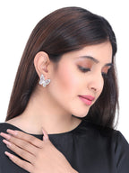 Yellow Chimes Silver-Toned & Pink Quirky Butterfly Studs Earrings