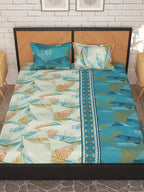Story@home Blue & White Floral Microfiber 180 TC Queen Bedsheet With 2 Pillow Covers | Grocsy