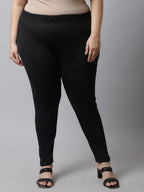 TAG 7 Women Plus size Black Solid Ankle-length Leggings | Grocsy