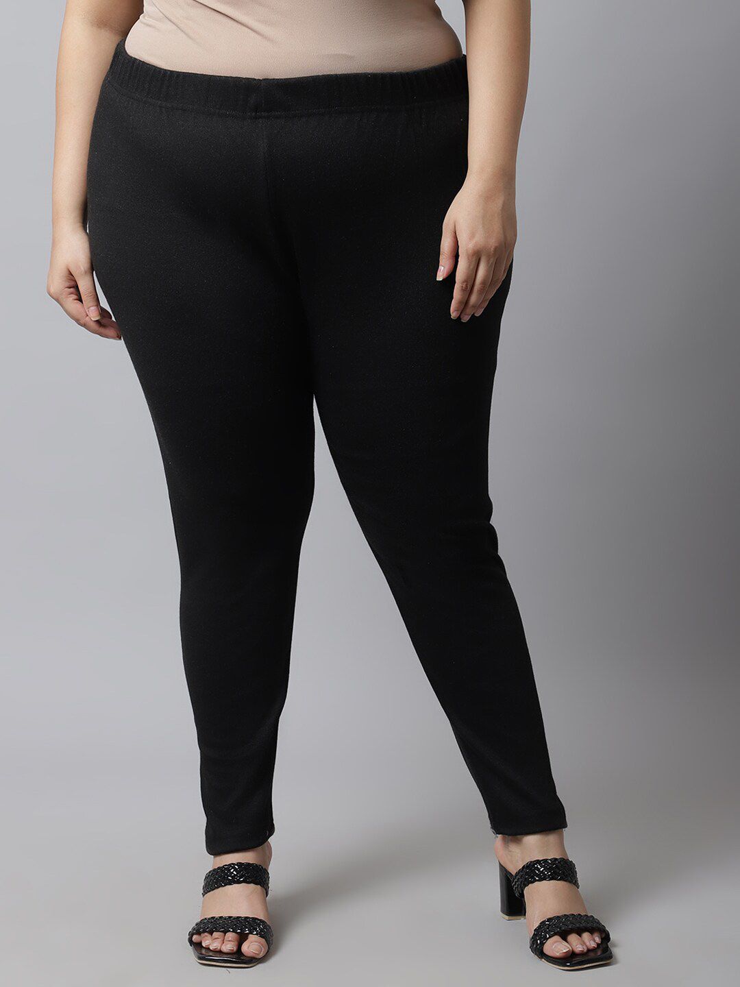 TAG 7 Women Plus size Black Solid Ankle-length Leggings | Grocsy