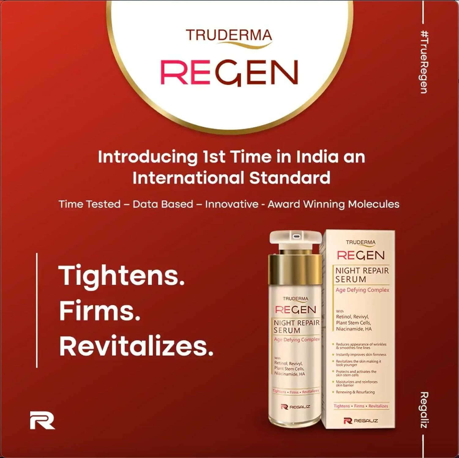 Truderma Regen Night Repair Serum For Skin Ageing | Grocsy