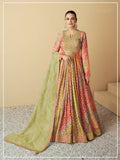 Vastranavya Red Muslin Printed Sequins Beads Work Abaya Style Anarkali Suit | Grocsy