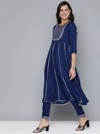 HERE&NOW Ethnic Motifs Embroidered Gotta Patti Kurta With Trousers & With Dupatta | Grocsy