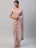 kasee Mauve Polka Dots Embroidered Saree | Grocsy