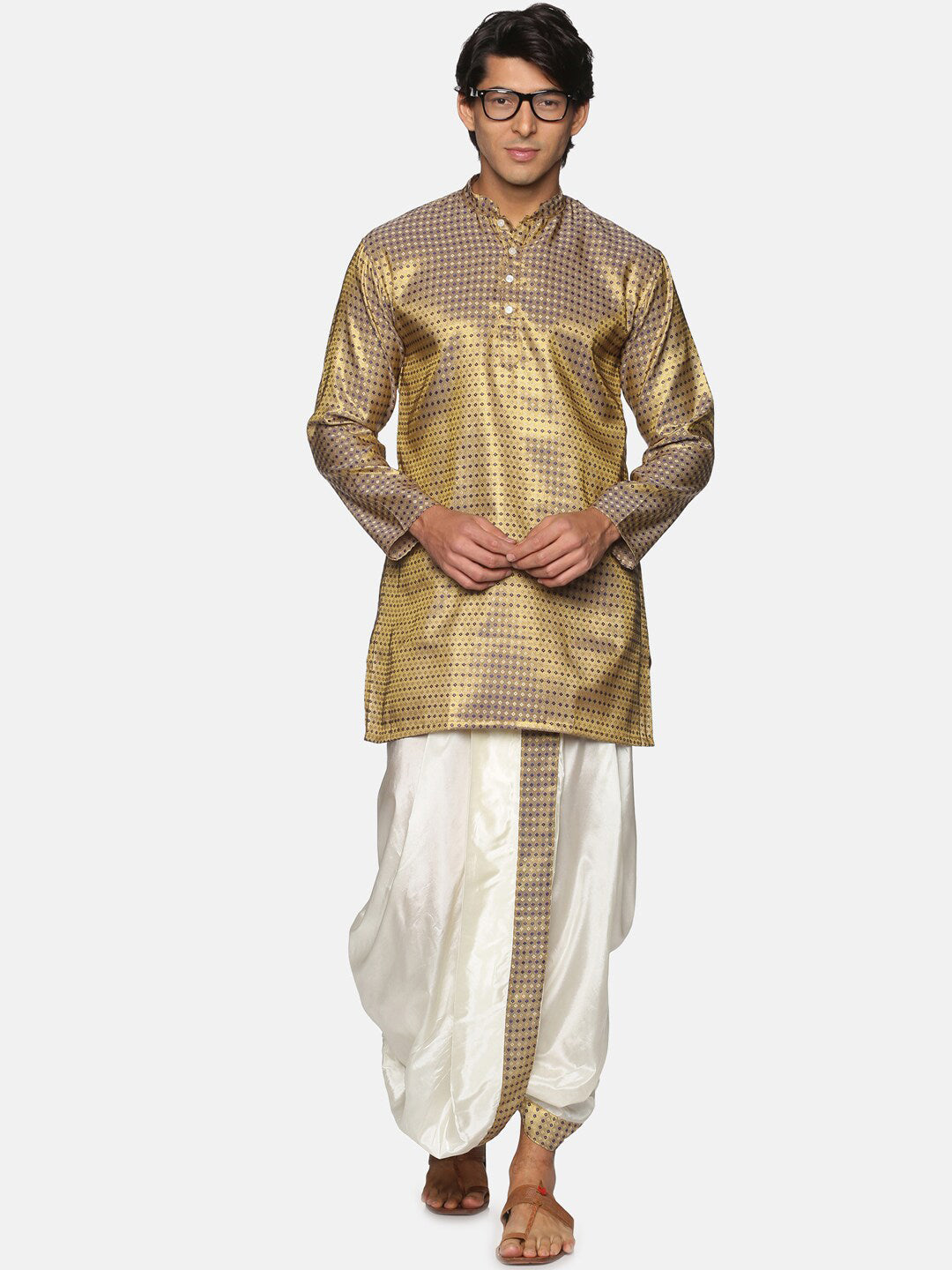 Sethukrishna Men Blue Kurta with Dhoti Pants | Grocsy