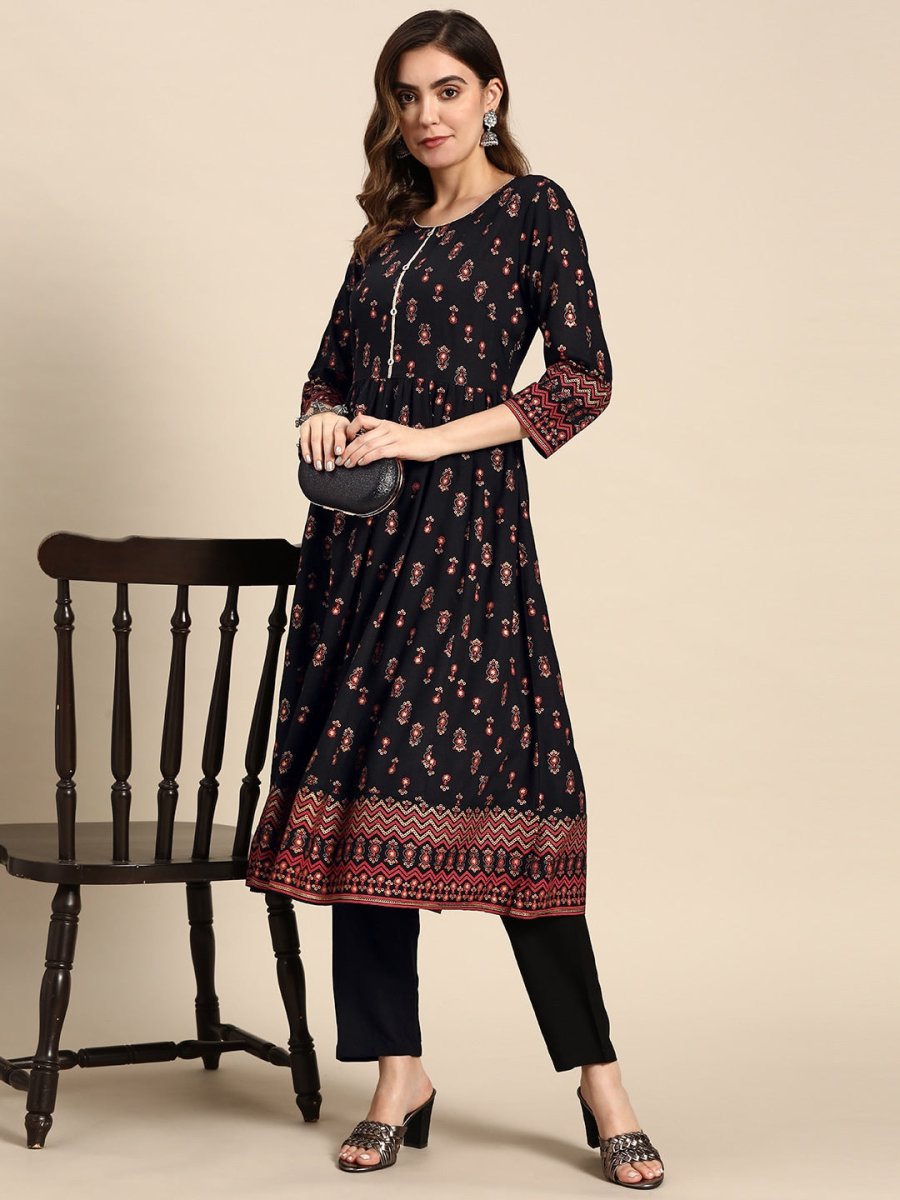 All About You Women Ethnic Motifs Printed Regular Kurta with Trouser | Grocsy