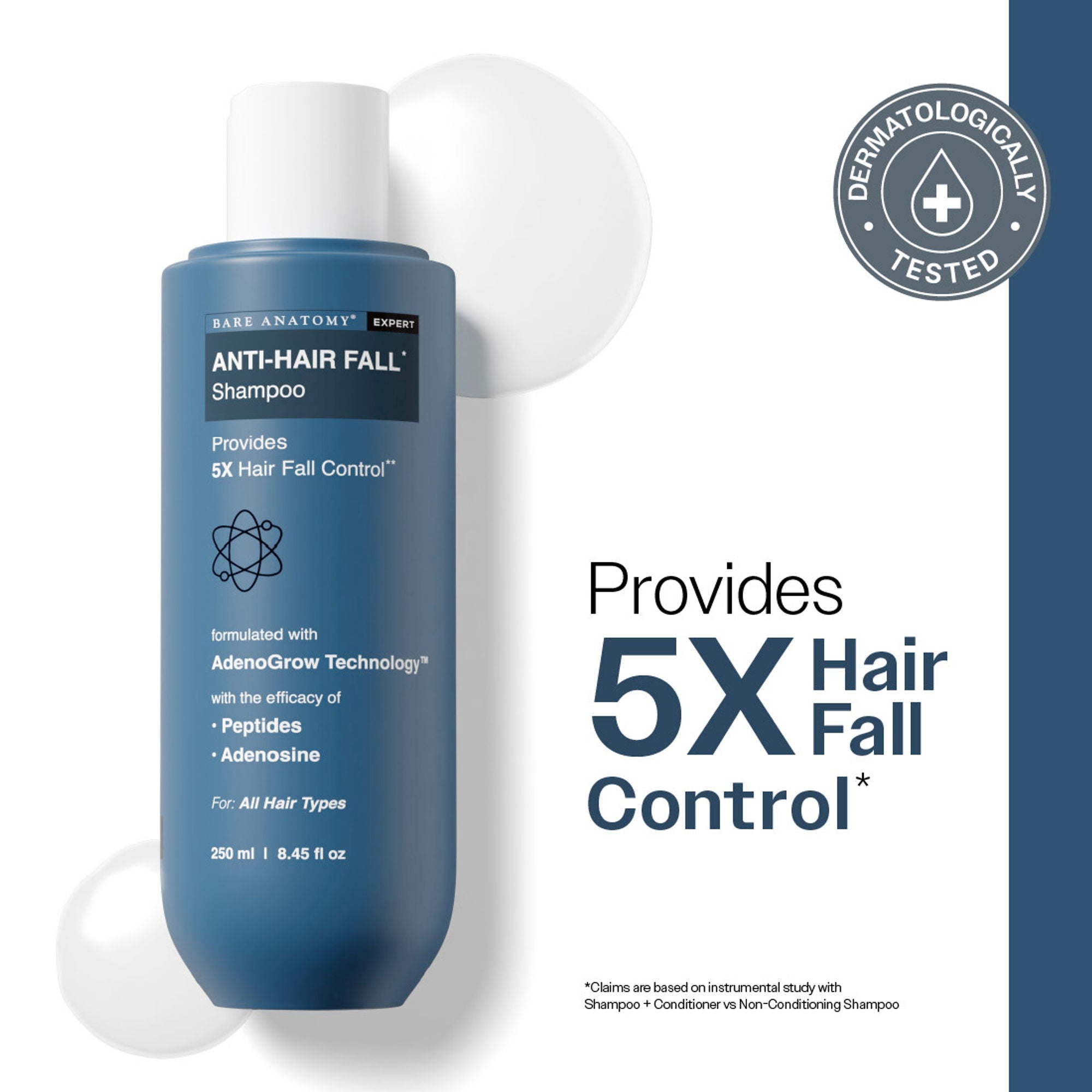 Bare Anatomy Anti-Hair Fall Shampoo 5X Hair Fall Control With Peptides | Grocsy