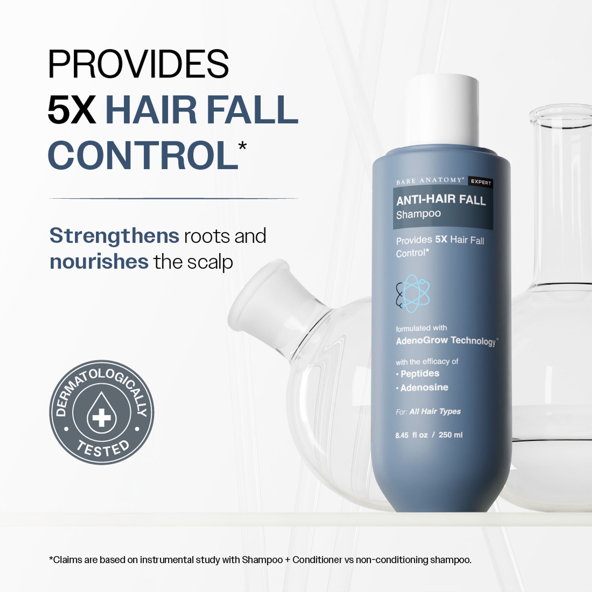 Bare Anatomy Anti-Hair Fall Shampoo 5X Hair Fall Control With Peptides | Grocsy