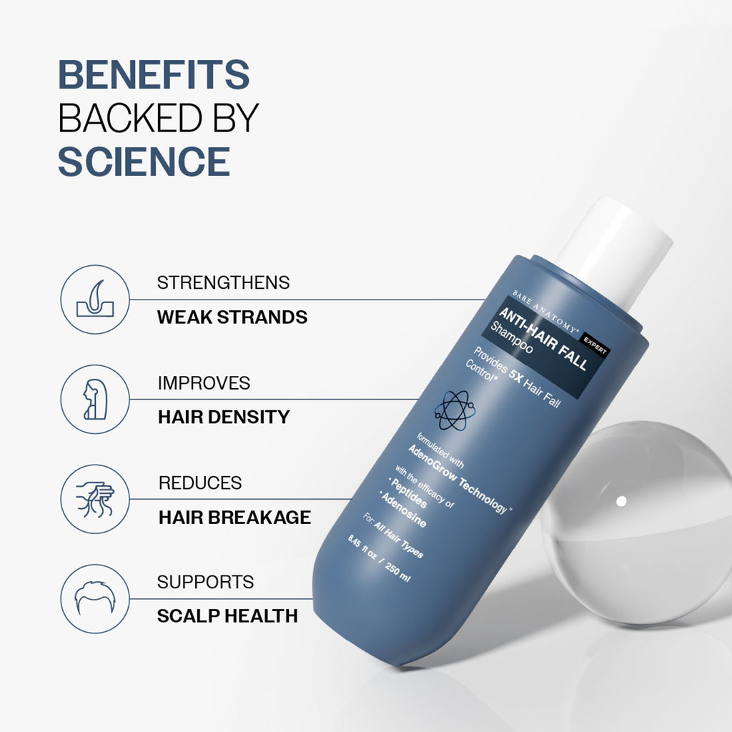 Bare Anatomy Anti-Hair Fall Shampoo 5X Hair Fall Control With Peptides | Grocsy