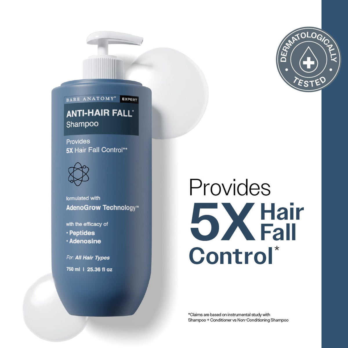 Bare Anatomy Anti-Hair Fall Shampoo 5X Hair Fall Control With Peptides | Grocsy