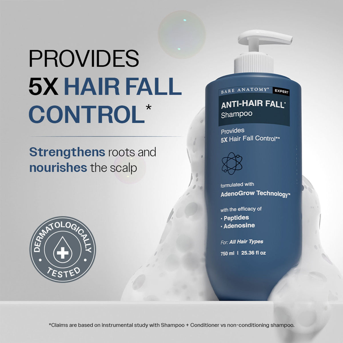 Bare Anatomy Anti-Hair Fall Shampoo 5X Hair Fall Control With Peptides | Grocsy