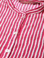 Sangria Women Pink Striped Pure Cotton Kurta with Palazzos | Grocsy