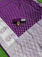 DEIANA'S Beautiful Designer Golden zari Soft Lichi Silk Saree - Wine | Grocsy