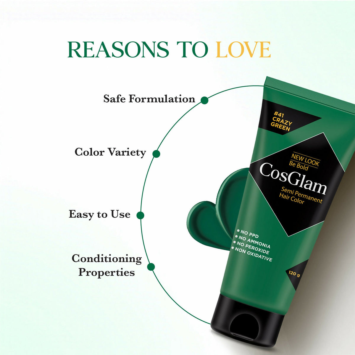 Cosglam Semi Permanent Hair Color for Women & Men (#41 Crazy Green) | Grocsy