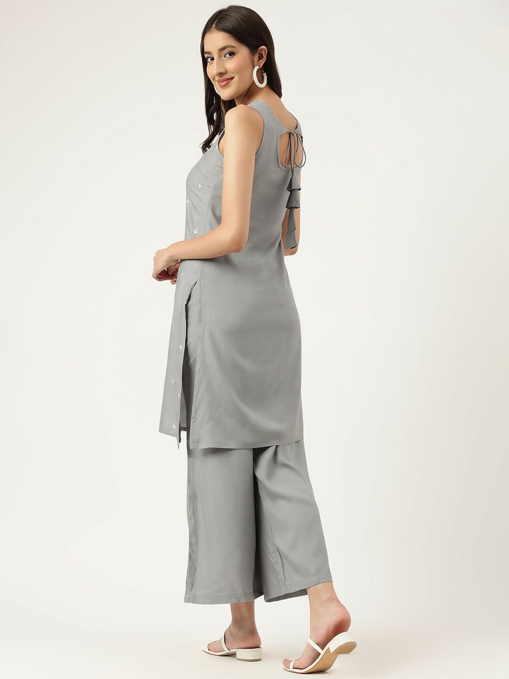 Joban Fashion Grey Rayon and Embroidered Work Straight Kurta Bottom Set | Grocsy