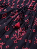 All About You Women Blue & Pink Bandhani Printed Pleated Kurti with Palazzos | Grocsy