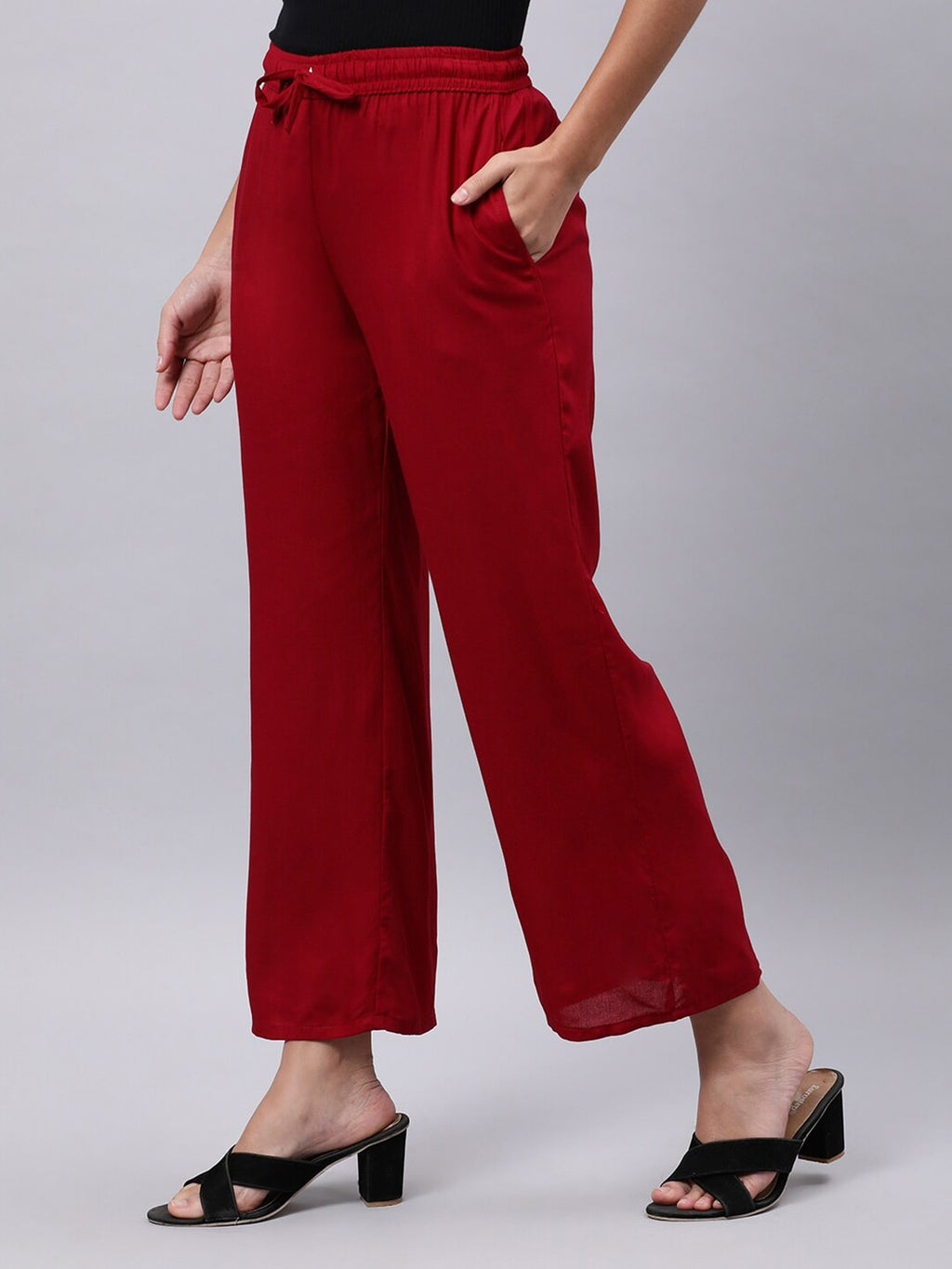 Souchii Maroon Liva Ethnic Palazzos | Grocsy
