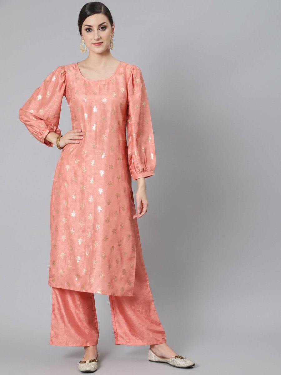 Aks Ethnic Motifs Printed Regular Kurta With Palazzos | Grocsy