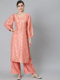 Aks Ethnic Motifs Printed Regular Kurta With Palazzos | Grocsy