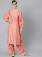 Aks Ethnic Motifs Printed Regular Kurta With Palazzos | Grocsy