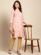 Sangria Women Pink & Yellow Ethnic Motifs Printed Kurta | Grocsy