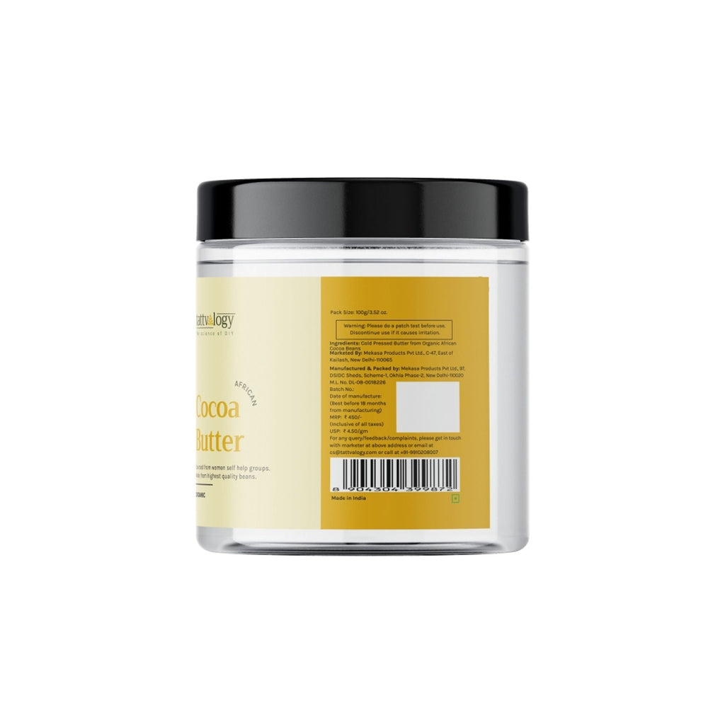 Tattvalogy African Cocoa Butter in Jar Packaging, Raw Unrefined, Body Butter & Moisturizer | Grocsy