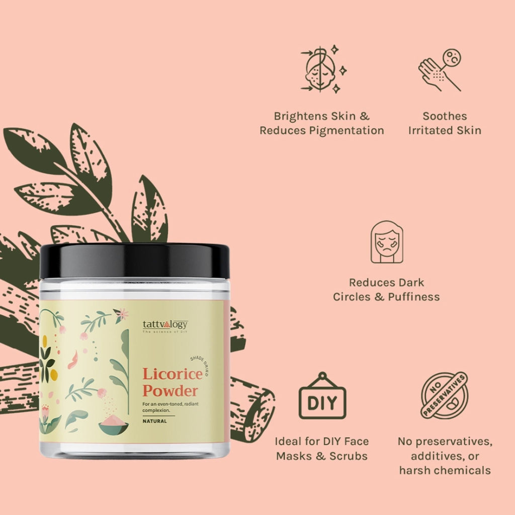 Tattvalogy Licorice Powder - Fades Dark Spots & Pigmentation, Brightens & Evens Skin Tone Naturally | Grocsy