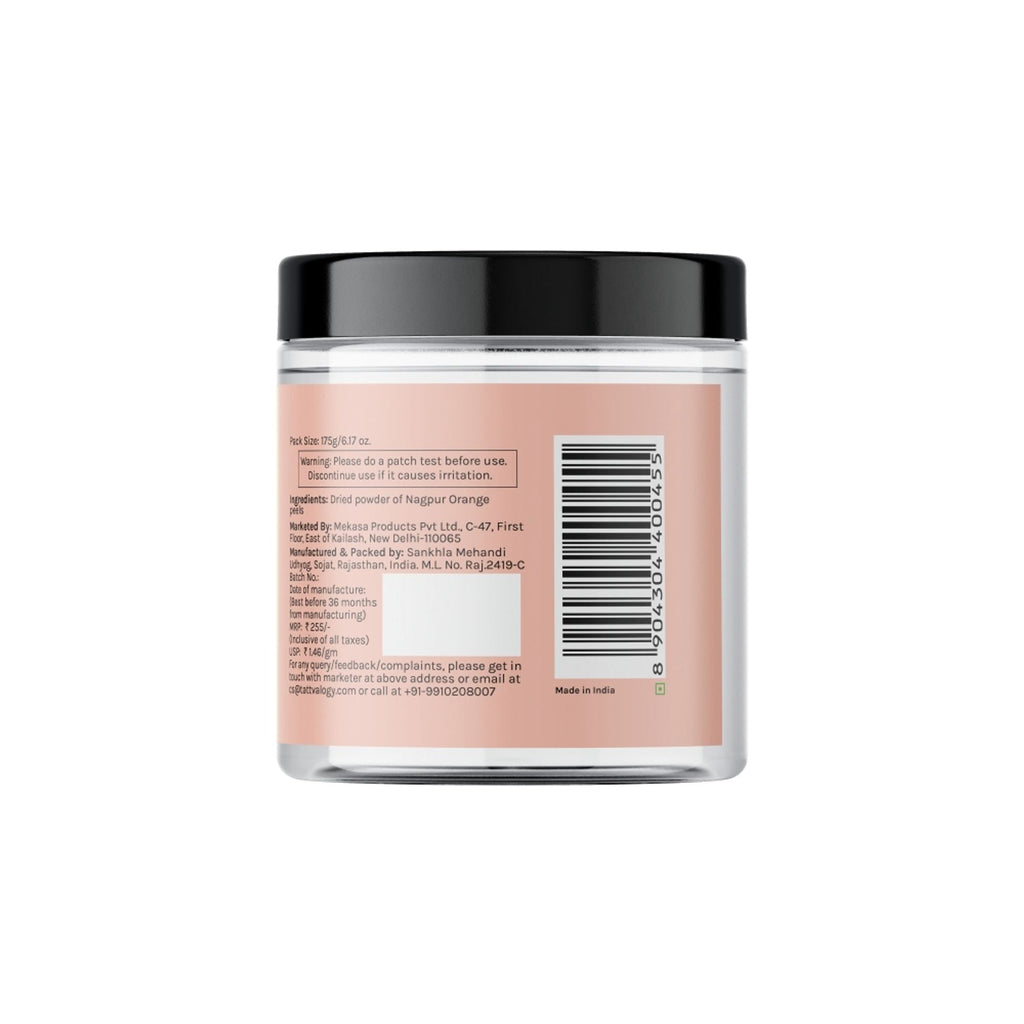 Tattvalogy Orange Peel Powder -Nagpur Oranges, Vitamin-C Rich, Brightens Skin & Reduces Pigmentation | Grocsy