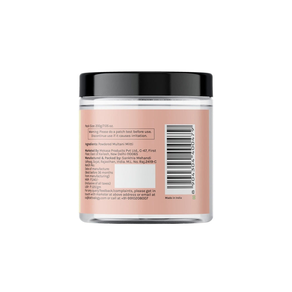 Tattvalogy Multani Mitti Powder - Fuller’s Earth, Low Silica, High Dirt Pulling for All Skin Types | Grocsy