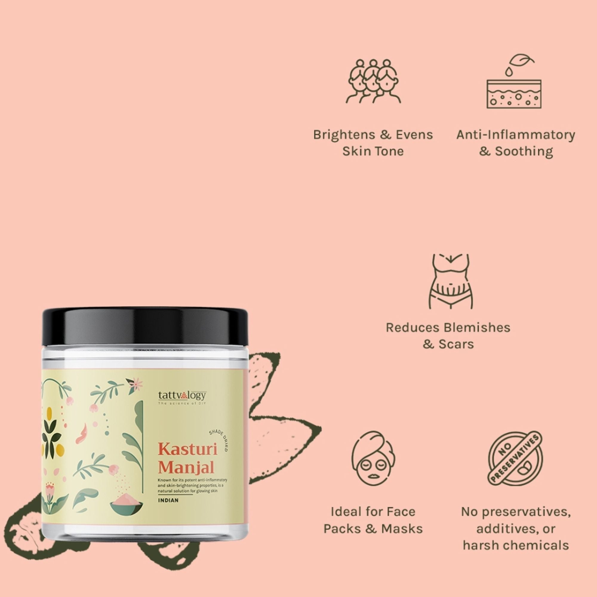 Tattvalogy Kasturi Manjal - Wild Turmeric Powder, Brightens Skin, Reduces Acne & Evens Skin Tone | Grocsy