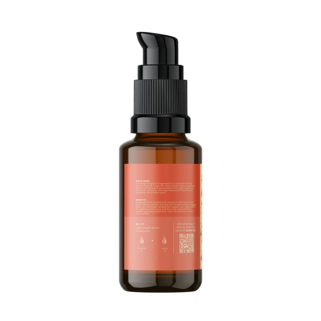 Tattvalogy Organic Grapeseed Oil - Cold Press, Reduces Fine Lines, Boosts Collagen, Evens Skin Tone | Grocsy