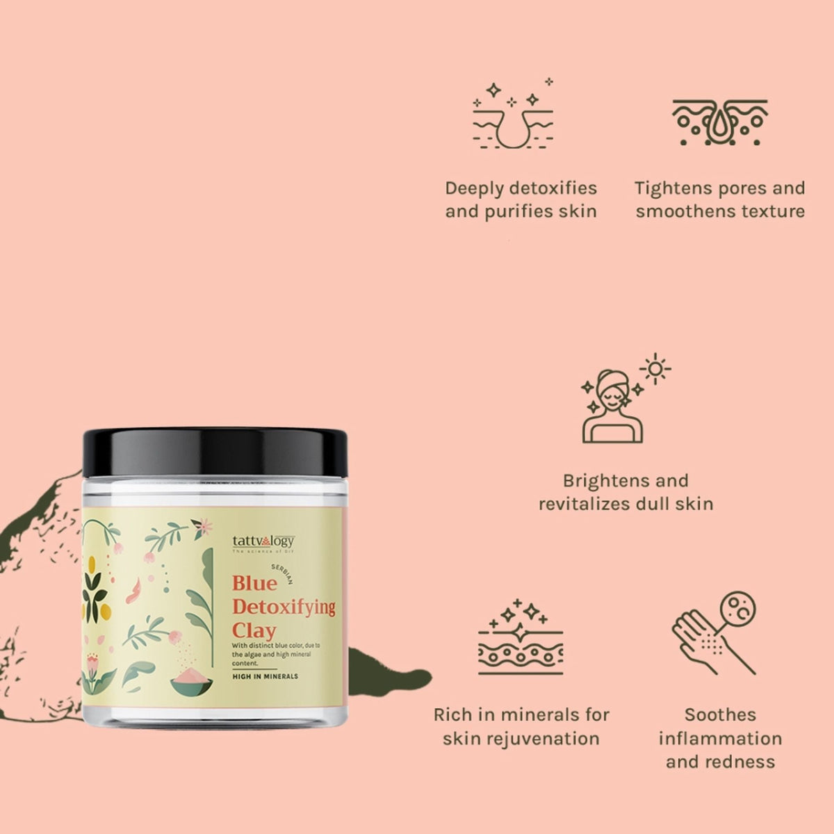Tattvalogy Serbian Blue Clay - Detoxifies, Purifies Pores & Restores Glow for Balanced, Healthy Skin | Grocsy