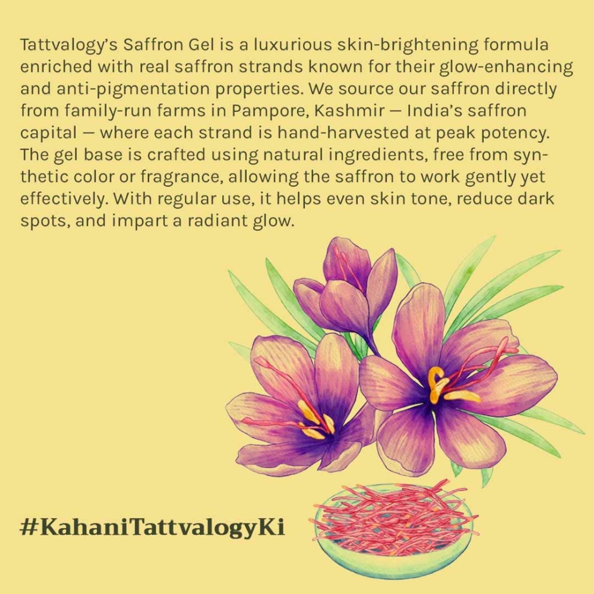 Tattvalogy Luxurious Saffron Gel - Pure Saffron, Brightens Skin, Reduces Pigmentation & Adds Glow | Grocsy