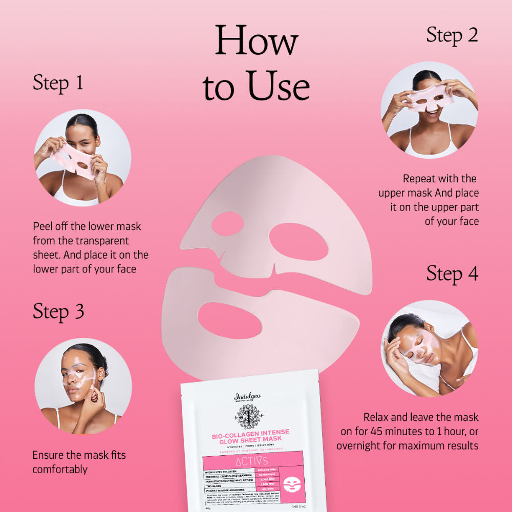 Indulgeo Essentials Ginseng PDRN Enriched Bio Collagen Intense Glow Sheet Mask (44g) | Grocsy